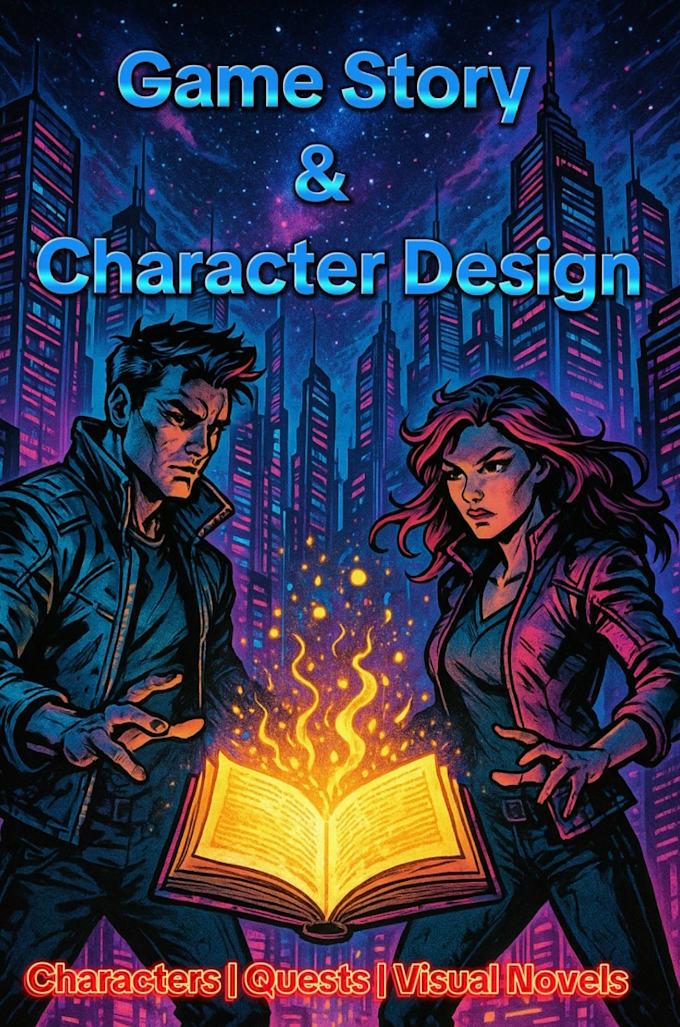write engaging game plots, characters and dialogues for your video game or comic