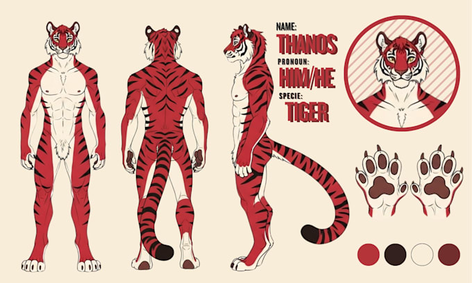 Draw furry ref sheet fursona refsheet anthro art fursona oc as your ...