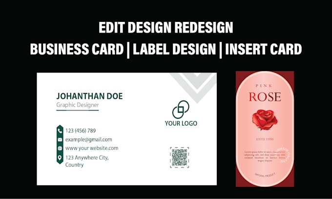 edit, design redesign insert card business card label