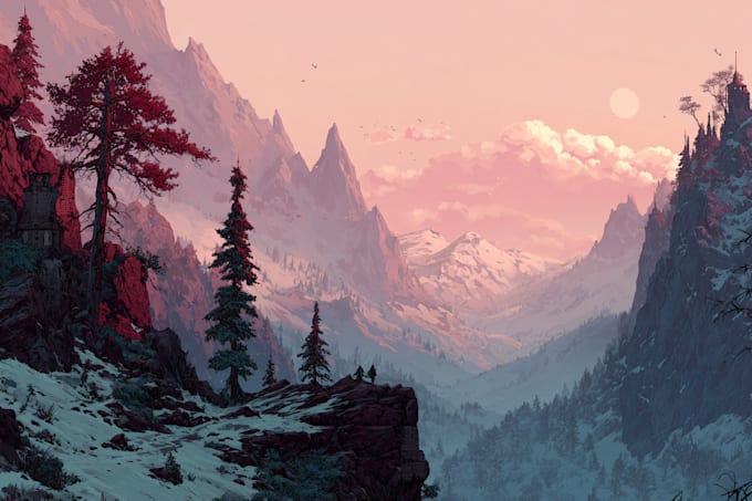 draw fantasy concept landscape illustrations