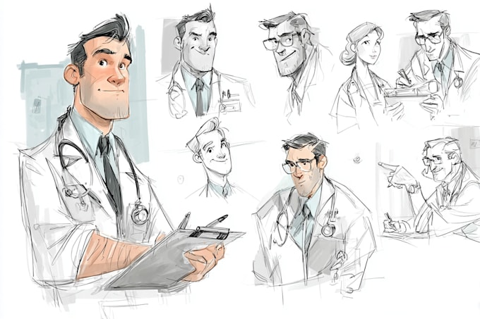 draw professional medical concept sketches