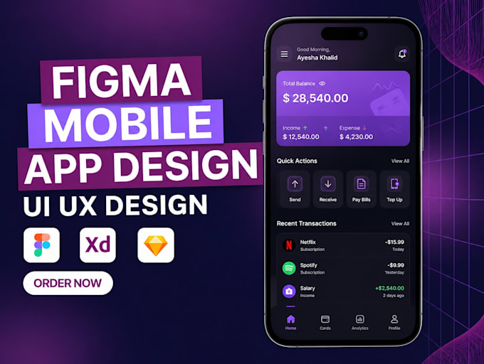 design mobile app wireframes, mockups, and prototypes in figma
