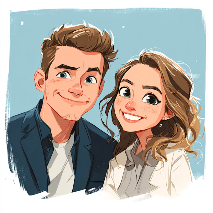 make an minimalist portrait cartoon for you, couples