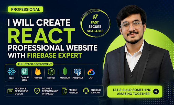 create  react professional website with firebase expert