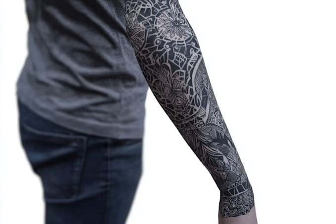 create sleeve tattoo design in geometric style