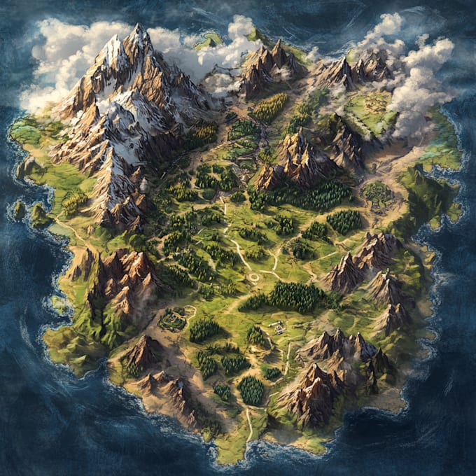 design a fantasy map illustration