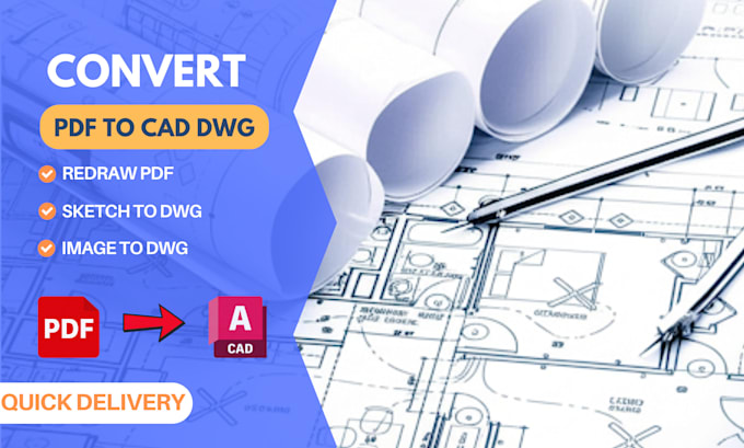 Convert image, pdf or sketch to dwg autocad accurately as a draftsman ...