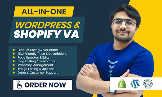 be your monthly shopify and wordpress VA