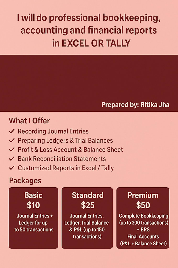 prepare financial reports and bookkeeping