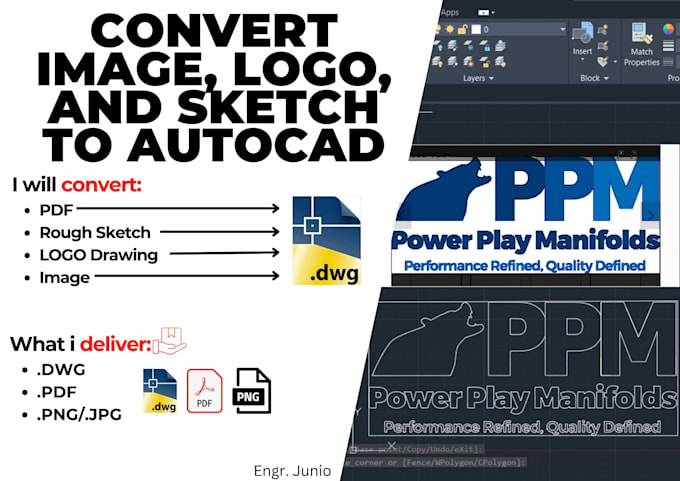 Convert your sketch, pdf, image to professional autocad dwg drawing by ...