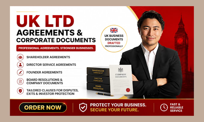 draft UK ltd agreements and corporate legal documents for your business