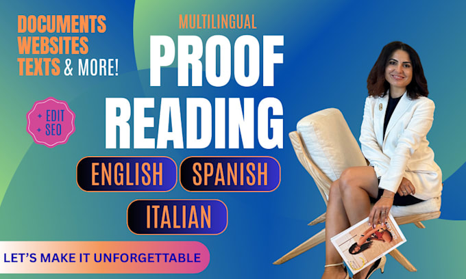 proofread your text or website english, spanish, italian