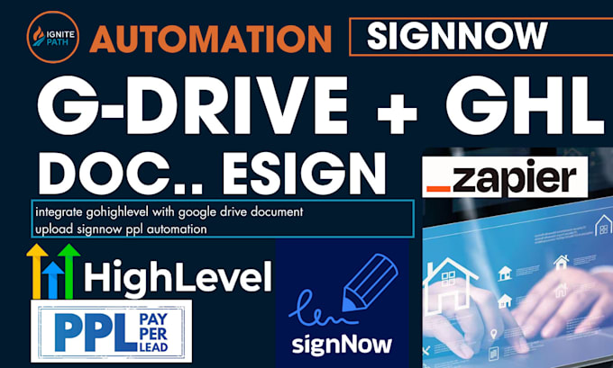 integrate gohighlevel with google drive document upload signnow ppl automation
