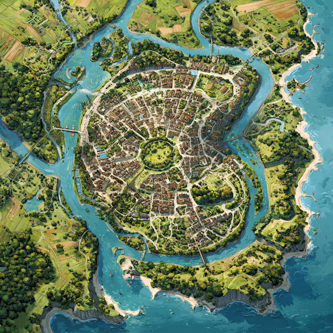 design fantasy map illustration fantasy city map