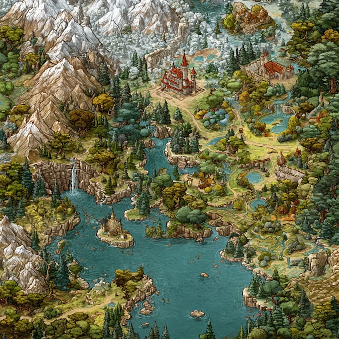 do fantasy map design vector map illustration city map