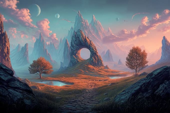 draw landscape  art background and landscape