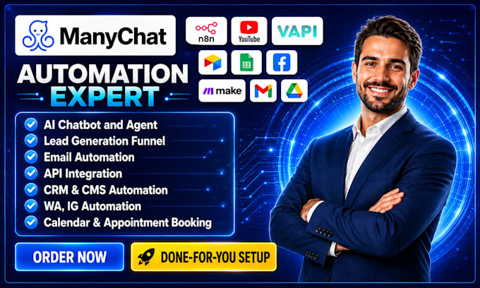 setup manychat chatbot automation facebook,instagram,whatsapp,tiktok