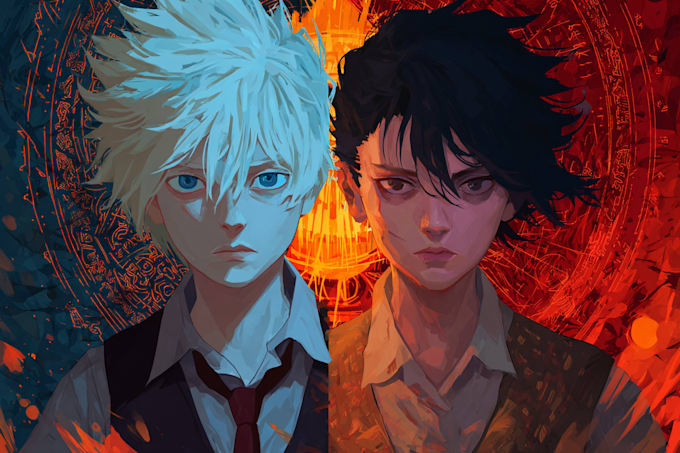 make a custom anime and  anime portrait art