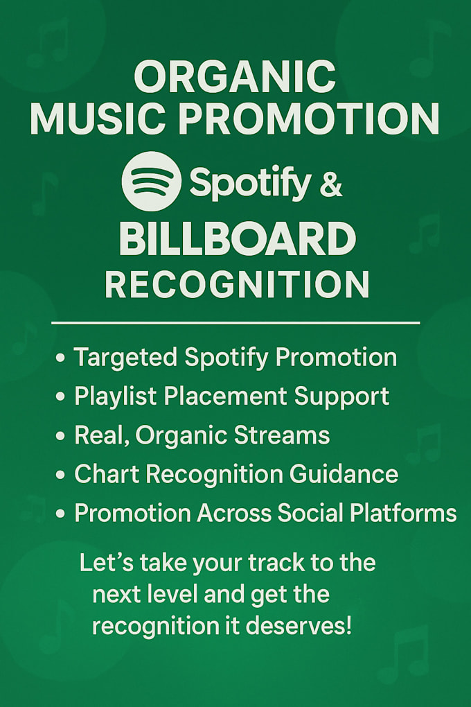 organic music promotion for spotify billboard chart recognition