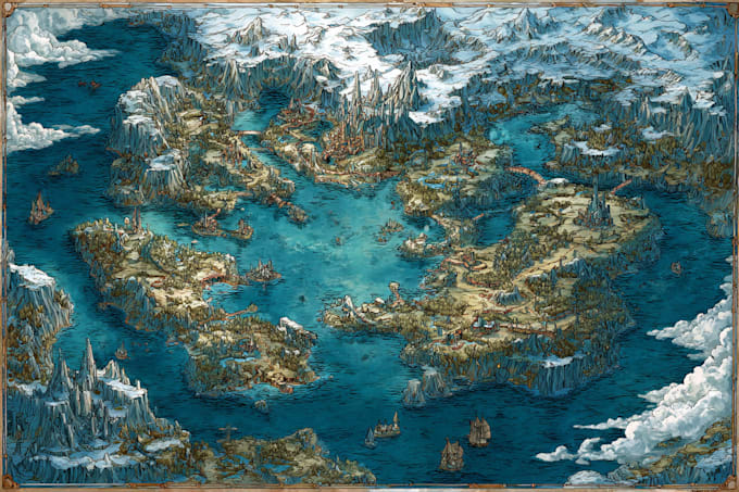 create a fantasy map illustration or site in illustrator
