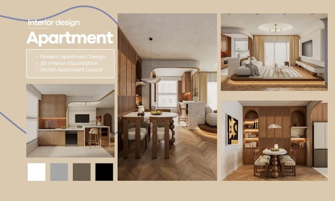 apartment interior design with realistic rendering