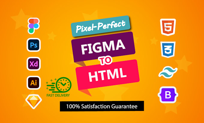 do figma to html css xd to html psd to html with tailwind or bootstrap