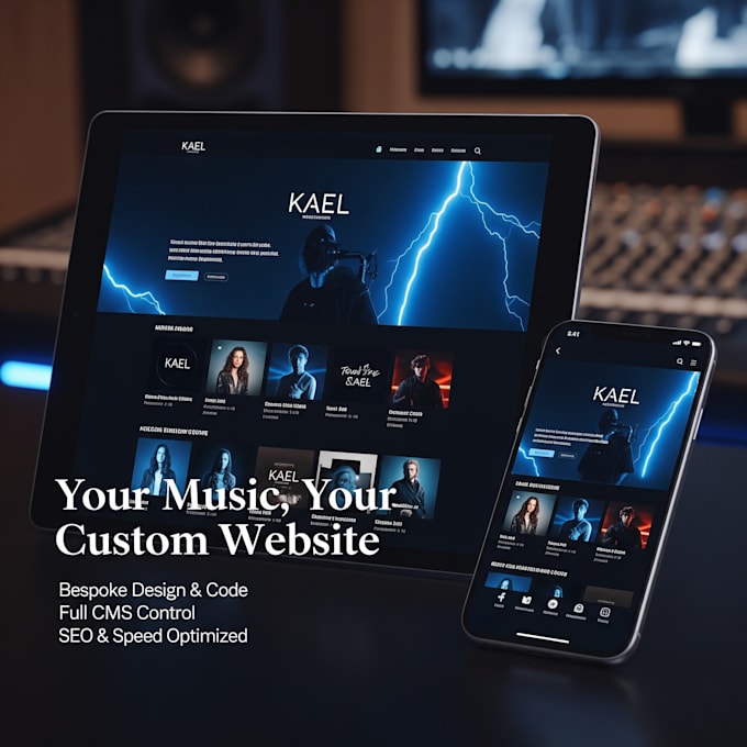 custom code a professional musician, dj, or artist website with a cms
