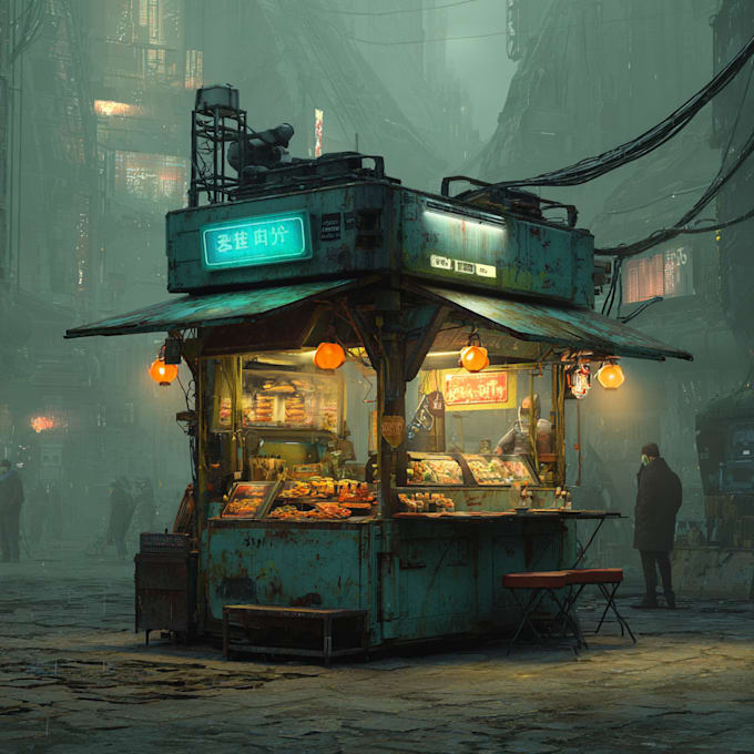 Make a cyberpunk futuristic city and concept art illustration by ...