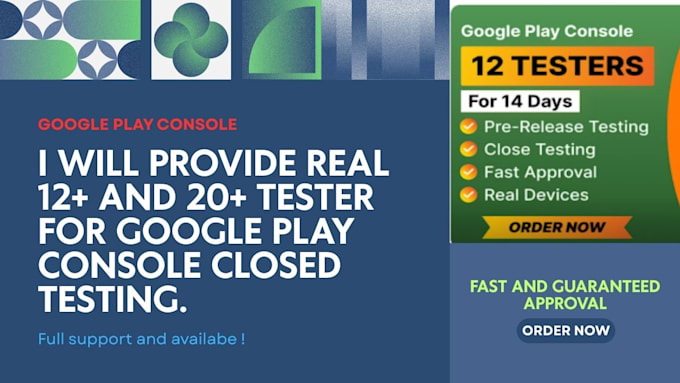 provide real 12 or 20 tester for google play console closed testing