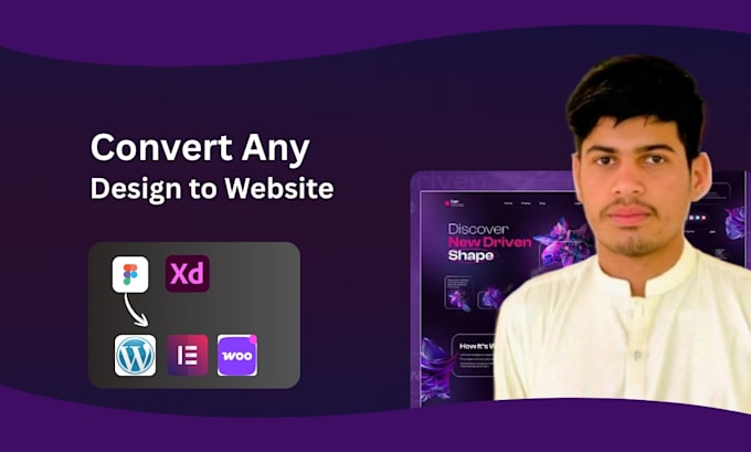 convert figma to wordpress, xd to wordpress, PSD to wordpress with elementor