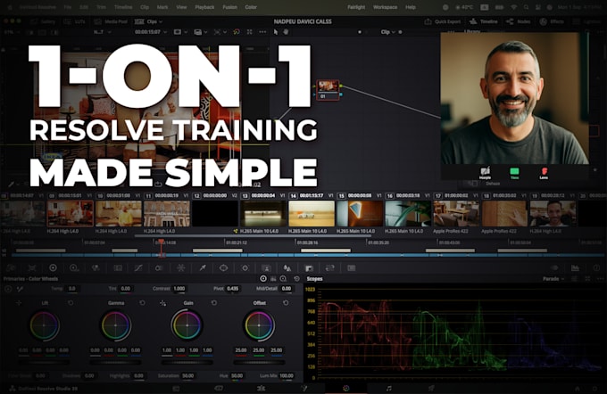 teach davinci resolve for beginners 1 on 1 edit and color
