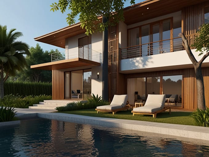 design 3d house model exterior interior rendering decor landscape architecture