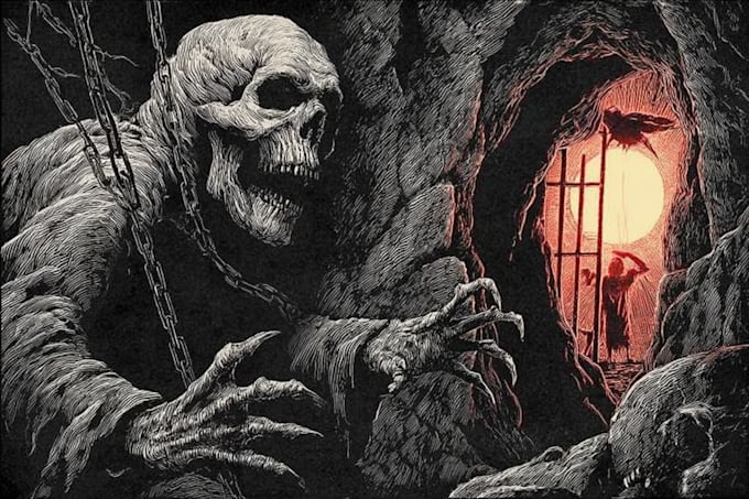 create a dark, horror, underground art illustration
