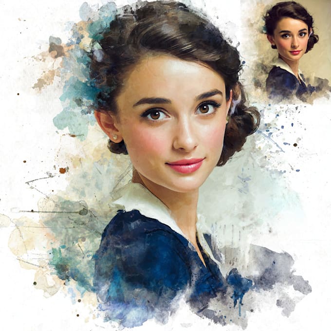 realistic a watercolor portrait art
