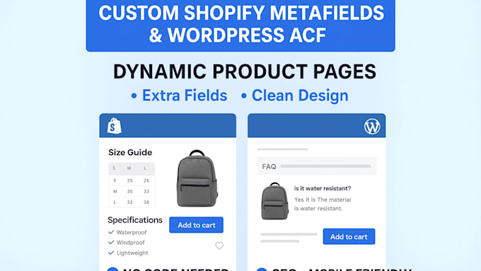 customize shopify metafields and wordpress advanced custom fields for product
