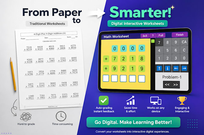 convert printed worksheets into interactive web app