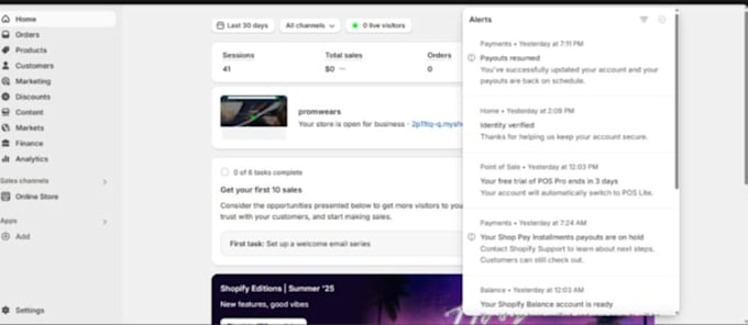 activate shopify payment and shopify balance