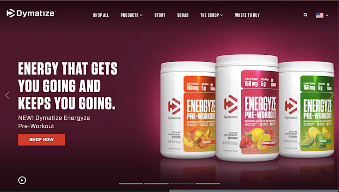 design fitness and supplement website, landing page for one product stores
