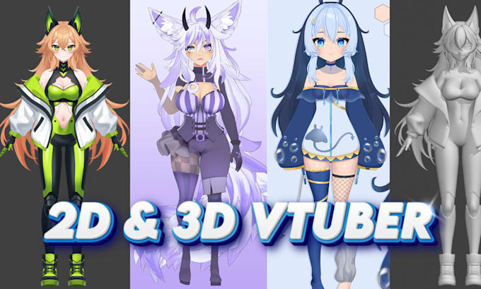 Do live 2d, 3d vtuber character , face rig vrchat vriod model, furry ...