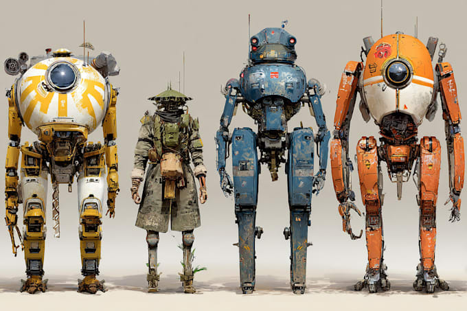 draw high quality robot, mecha concepts