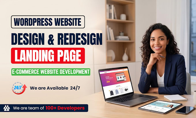 design or redesign wordpress website landing page ecommerce website development