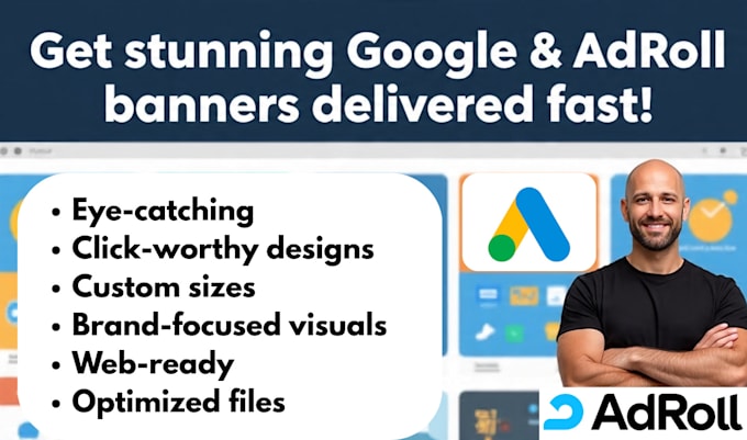 create eye catching google ads and adroll banner designs fast