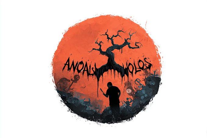 design circle shaped logo halloween, horror styled