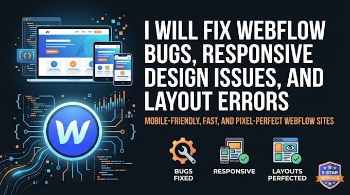 fix webflow bugs, responsive design issues and layout errors