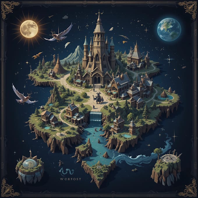 draw a fantasy map illustration