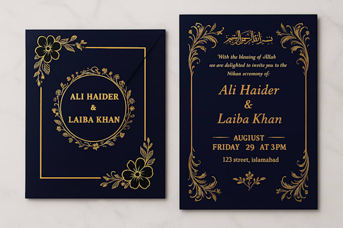 design elegant and luxury wedding invitation cards