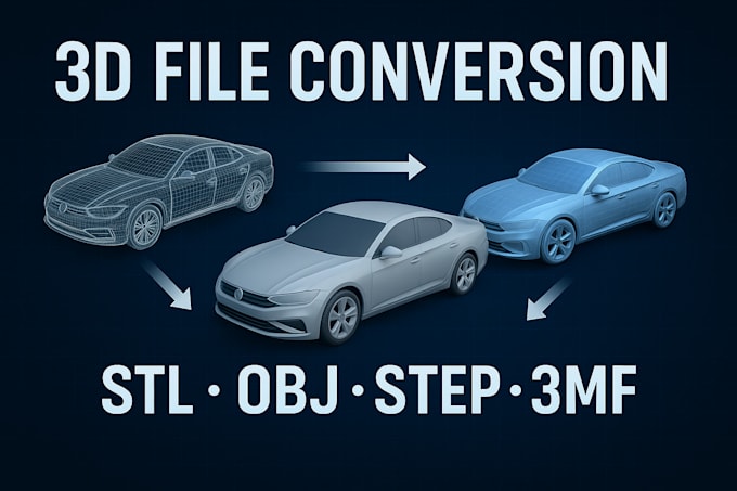 convert stl, obj, step, 3mf and cad files for 3d printing