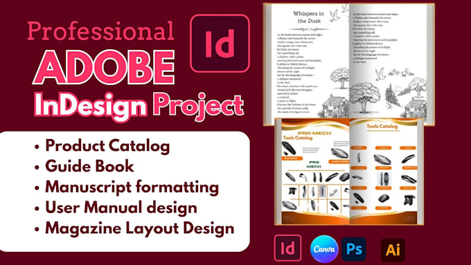 Edit, format adobe indesign project, guidebook, manuscript, user manual ...