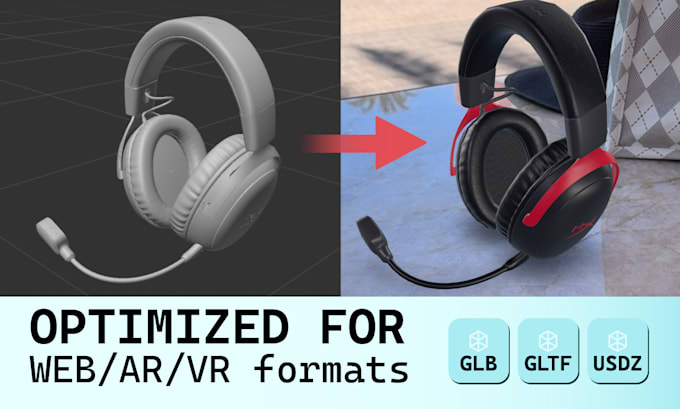 create 3d models for ar VR web end ecommerce usdz glb gltf