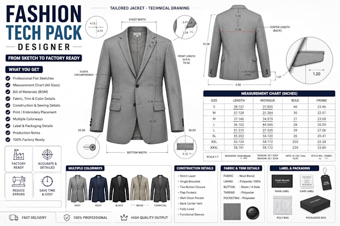 fashion tech pack designer clothing tech pack for clothing manufacturing